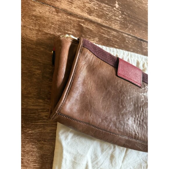 marc by marc jacobs color block brown red leather clutch bag - Picture 14 of 14